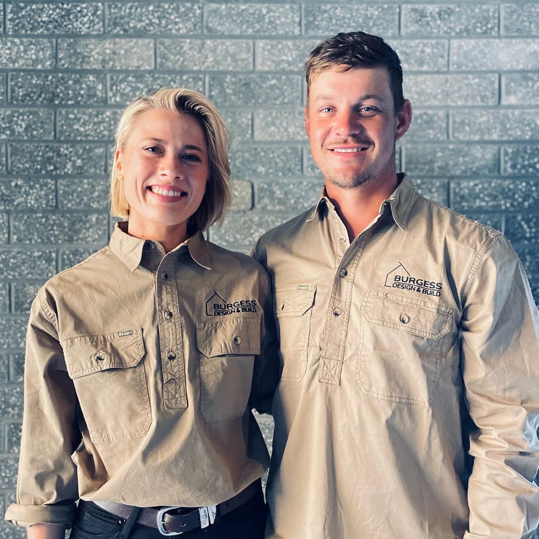 Monique and Danny in Burgess Design & Build work shirts